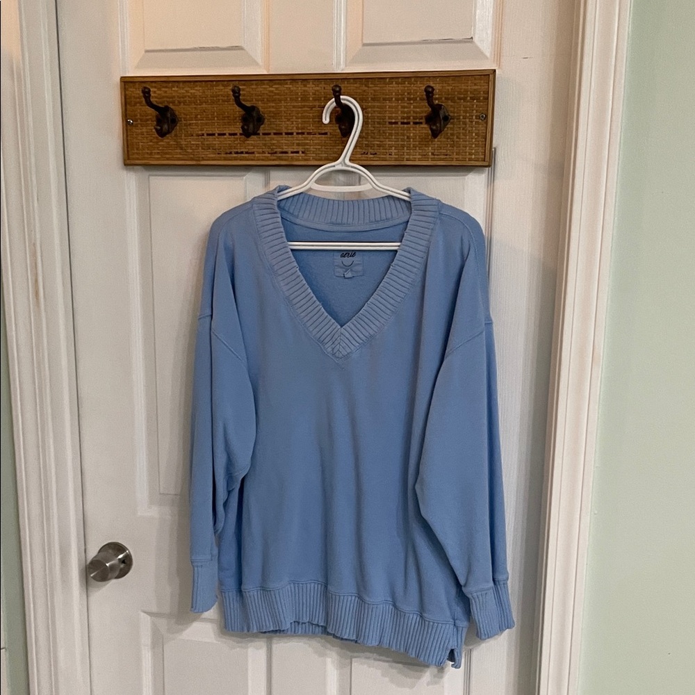 Aerie Sky Blue V-Neck Pullover